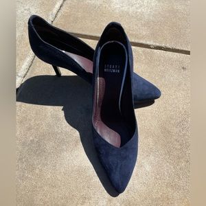 Beautiful blue suede leather heels pumps